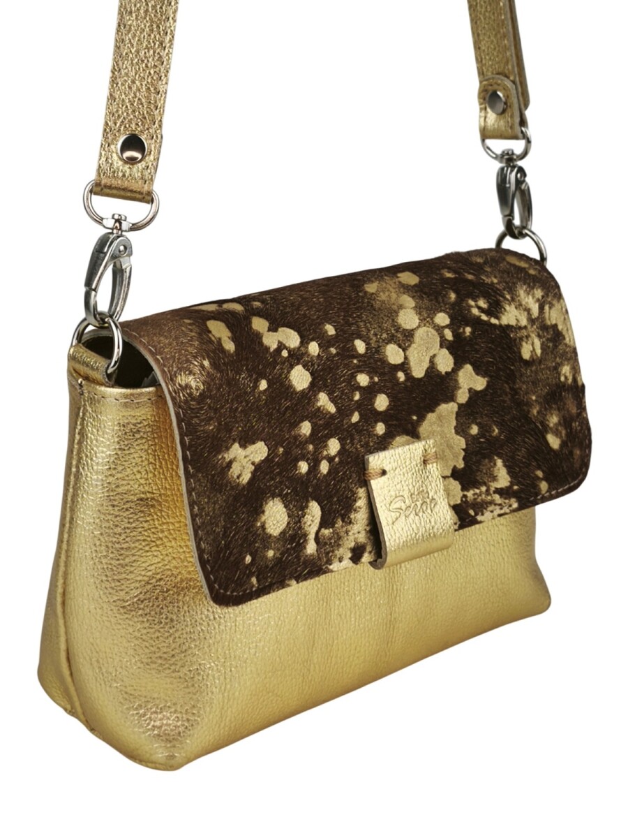 Morral con solapa combinado chico - Dorado 