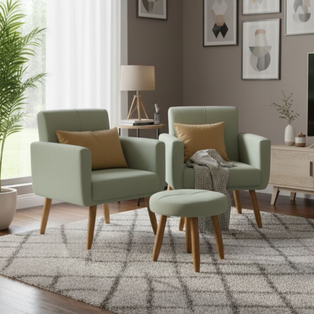 Kit 2 Poltrona + Puff Havana Verde Kit 2 Poltrona + Puff Havana Verde