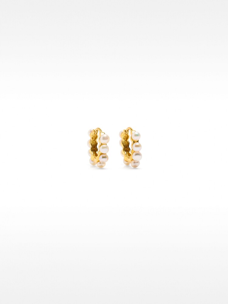Aros Con Perlas De Agua Dulce - Plata De Ley 925 dorado