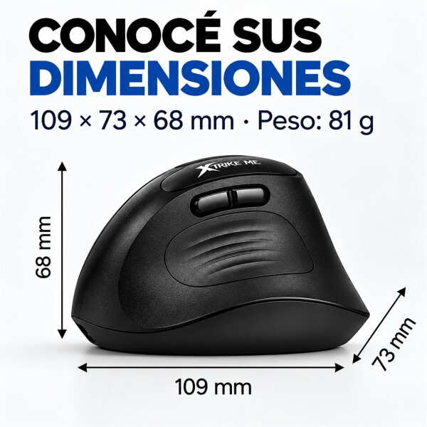 Mouse Vertical Inalámbrico Xtrike Me GW-301 4000 DPI Negro 1