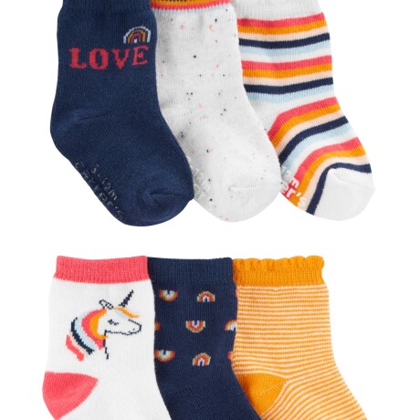 Pack X6 Pares de Medias Antideslizantes Carters Algodón MULTICOLOR