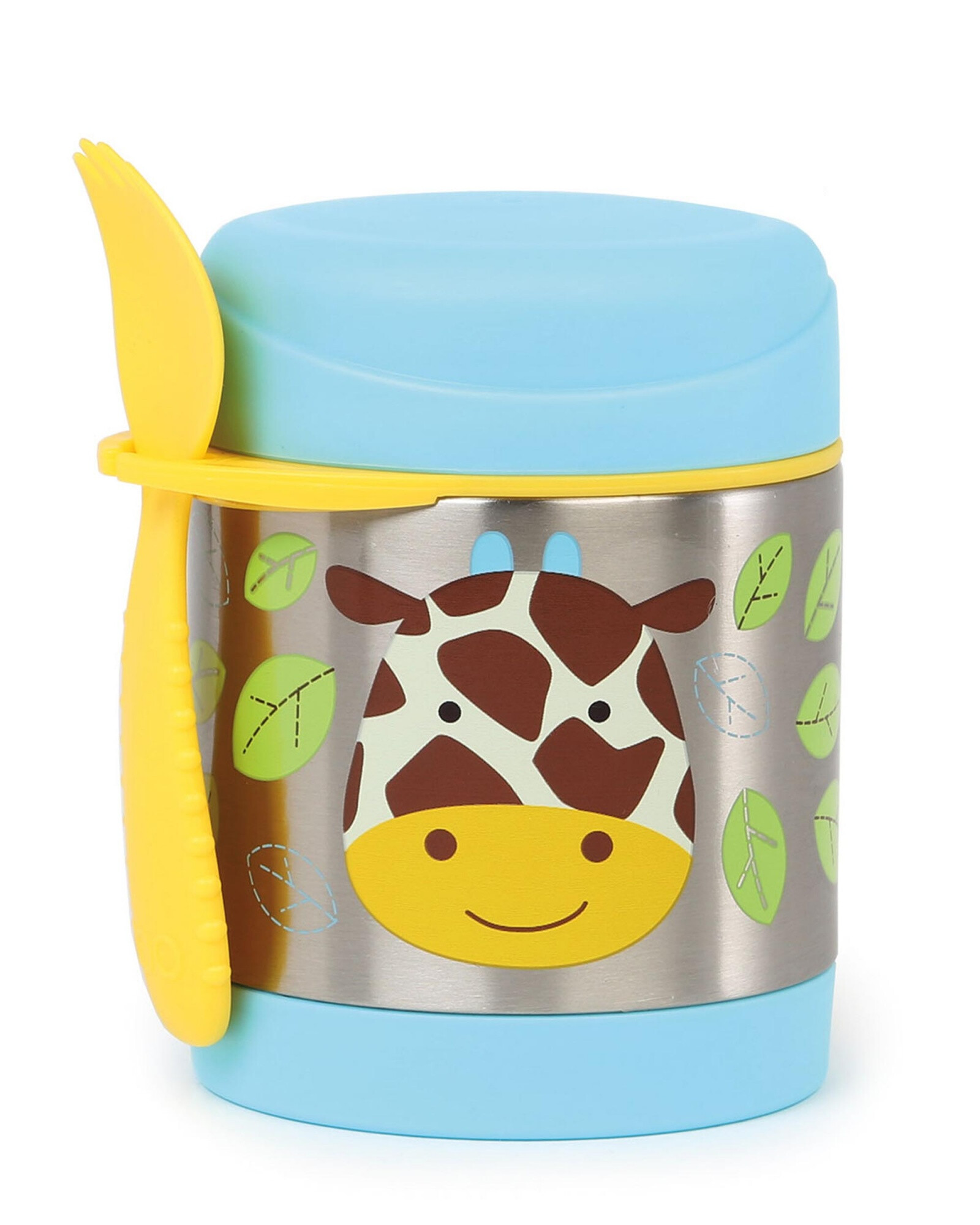 Tupper de acero inoxidable con cubierto, diseño jirafa Tupper de acero inoxidable con cubierto, diseño jirafa