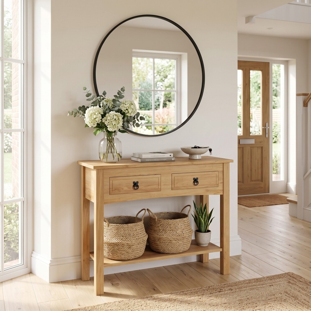 Mesa de arrime 2 cajones Living - Linea mexicana Natural
