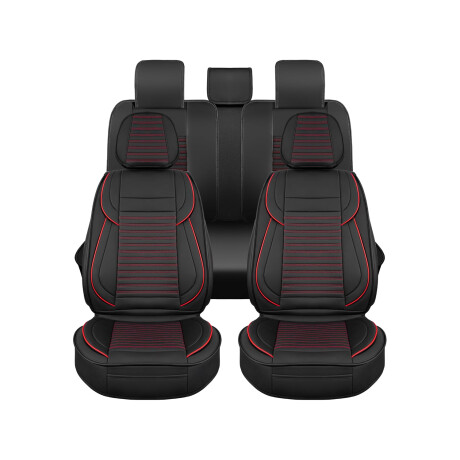 Cubreasientos Eco Cuero Negro Con Detalles Rojos 11 Piezas Cubreasientos Eco Cuero Negro Con Detalles Rojos 11 Piezas