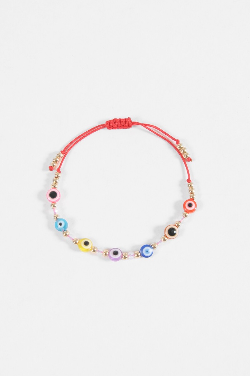Pulsera ojitos regulable rojo