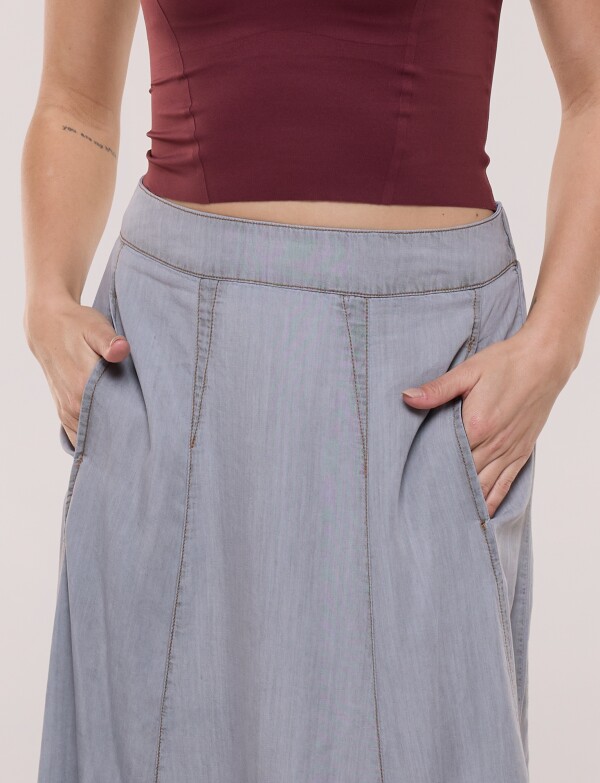 Falda Midi Lyocell GRIS CLARO