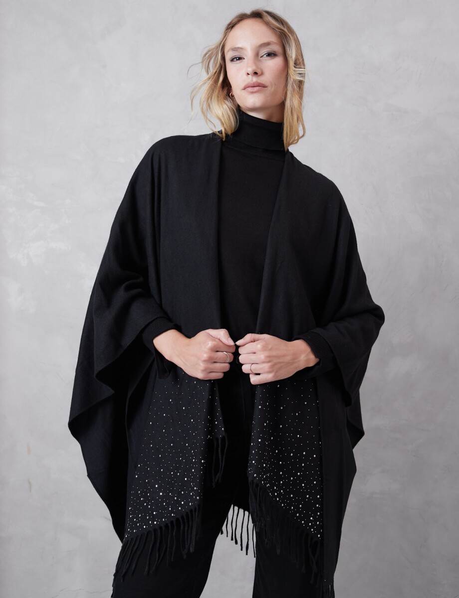 Ruana Brillos Y Perlas - Negro 