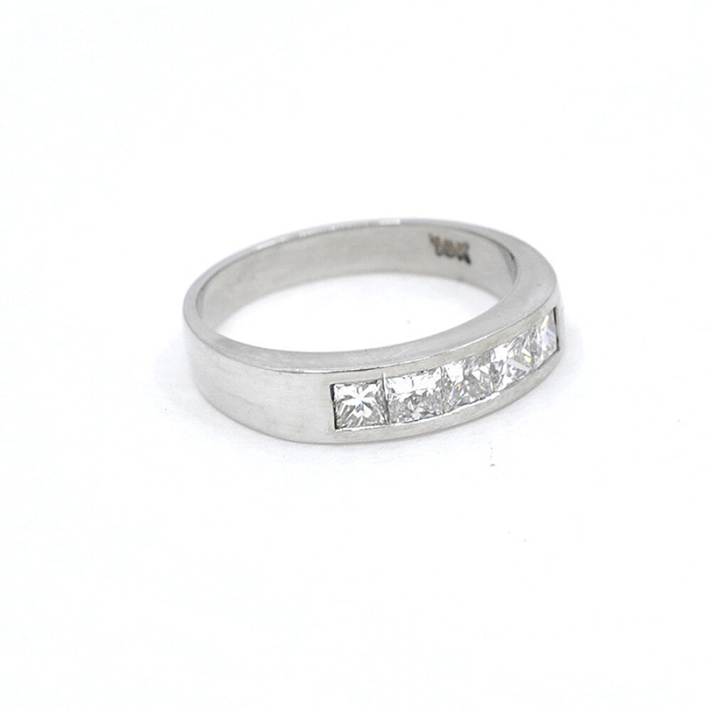Anillo Medio Sin Fin En Oro Blanco 18K Y Brillantes Corte Princesa Anillo Medio Sin Fin En Oro Blanco 18K Y Brillantes Corte Princesa
