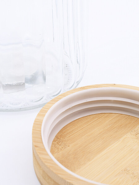 FRASCO CON TAPA DE MADERA CALGARY TRANSPARENTE
