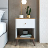 Mesa de luz Nordica - 1 cajón - Blanca y Miel Mesa de luz Nordica - 1 cajón - Blanca y Miel