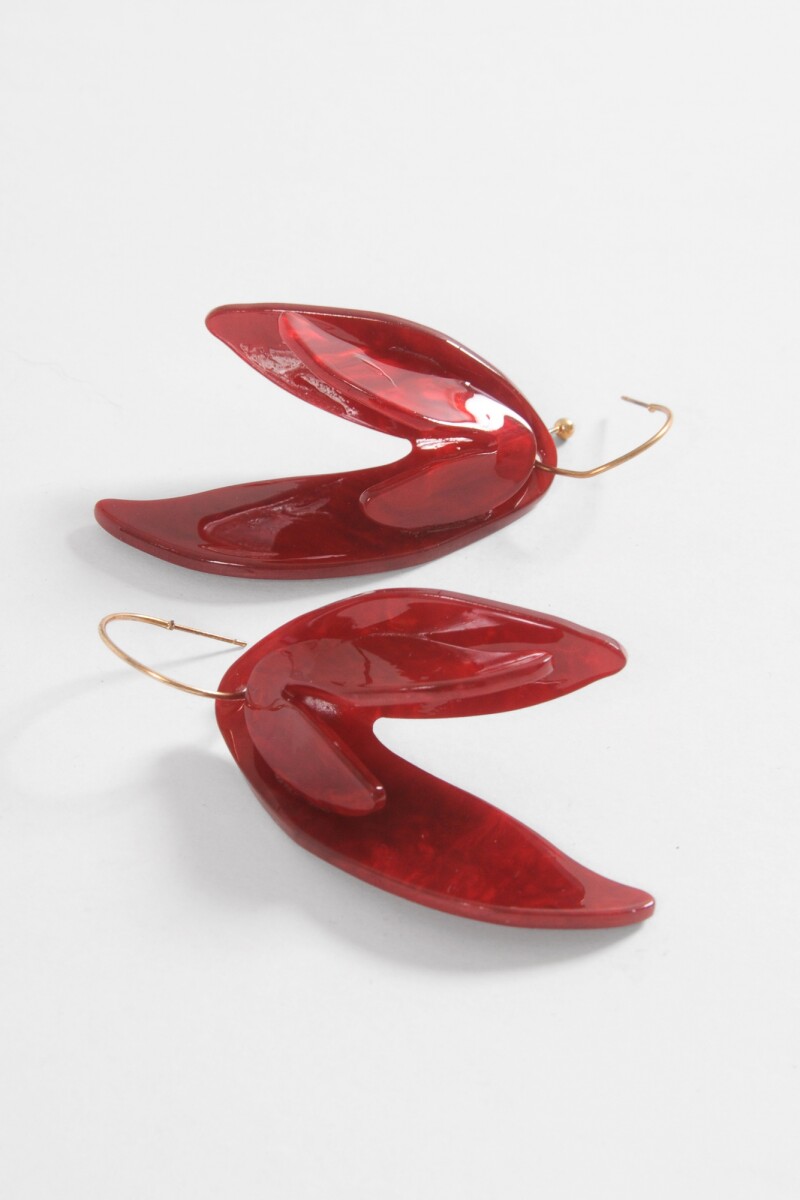 Caravanas aro pétalos acrílico rojo