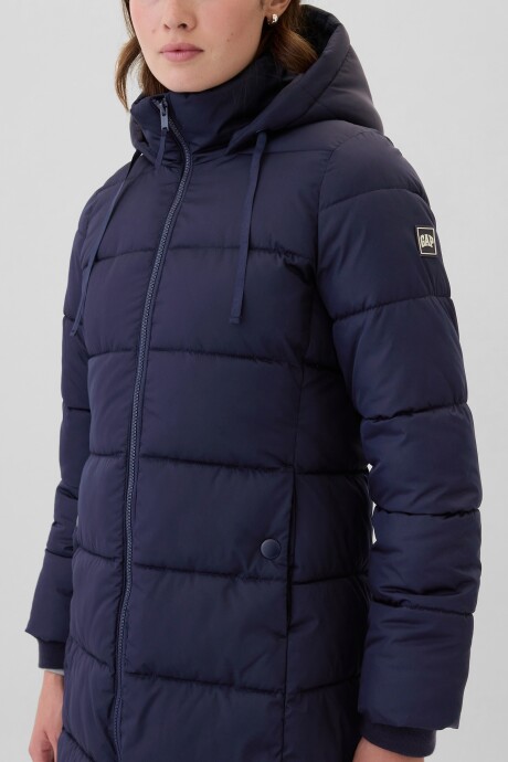 Campera Larga Puffer Logo Gap Mujer Navy081