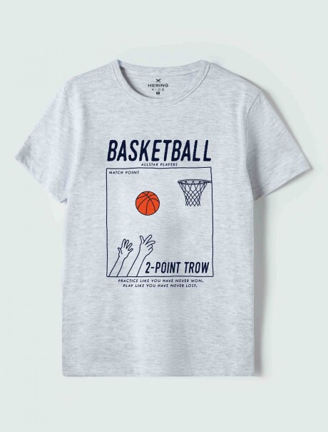 CAMISETA DE NIÑO MANGA CORTA ESTAMPADA GRIS