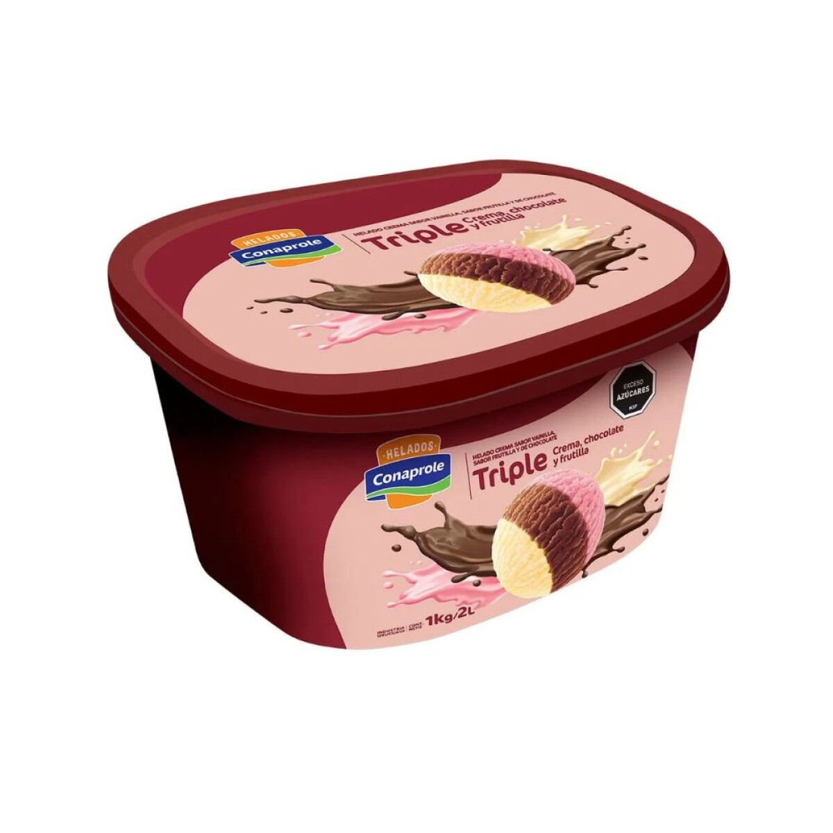 Helado Conaprole triple crema choco frutilla 2 l 