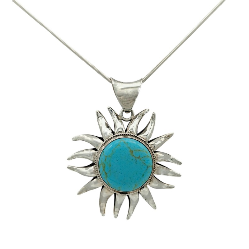 Dije Colgante Sol-Plata 925-Turquesa-CP3817 Conpiedra