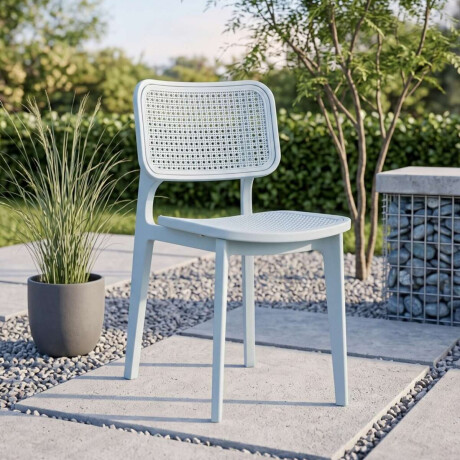 Silla Simil Rattan de polipropileno Celeste