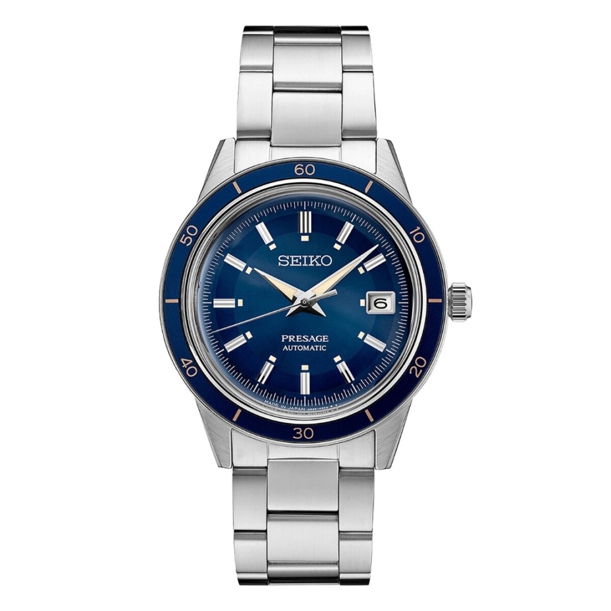 Reloj Seiko Pressage SRPG05J1 para hombre con correa de acero - Azul 