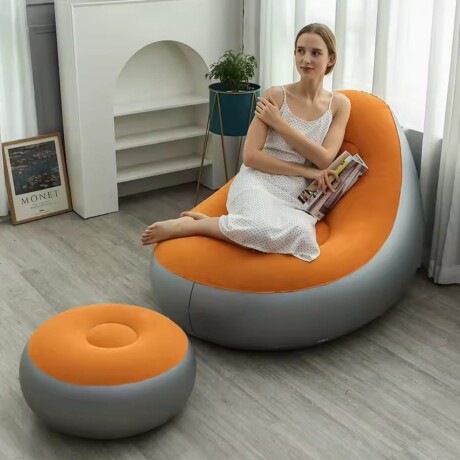 Sillón Puf Inflable Con Posa Pies 100Kg lila Ub LILA