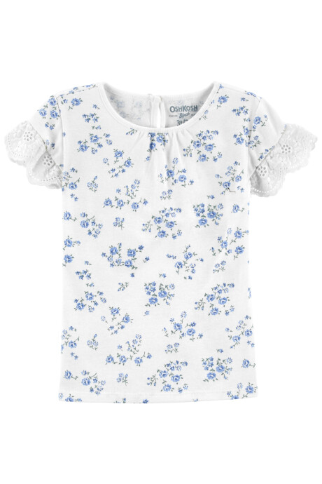 Remera de algodón, manga con volados y broderie Remera de algodón, manga con volados y broderie