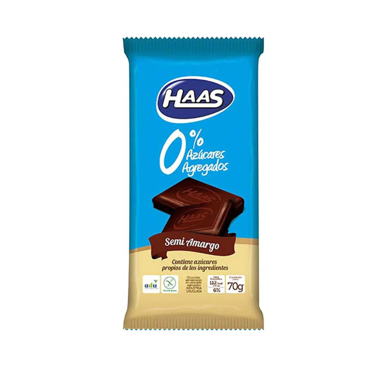 Chocolate HASS 0% Azúcar Tableta 70Grs - Semi amargo 