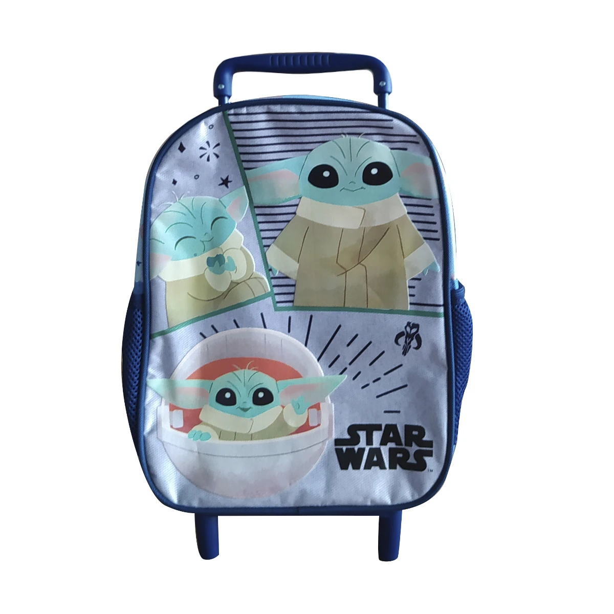 Mochila Infantil Baby Yoda con Carro Tafeta Chica 30 x 23 cm - GRIS 