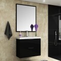 CONJUNTO MUEBLE DE BAÑO MODELO PIETRA NEGRO / MUEBLE DE COLGAR + ESPEJO + BACHA / 80 CM Conjunto Mueble De Baño Modelo Pietra Negro / Mueble De Colgar + Espejo + Bacha / 80 Cm