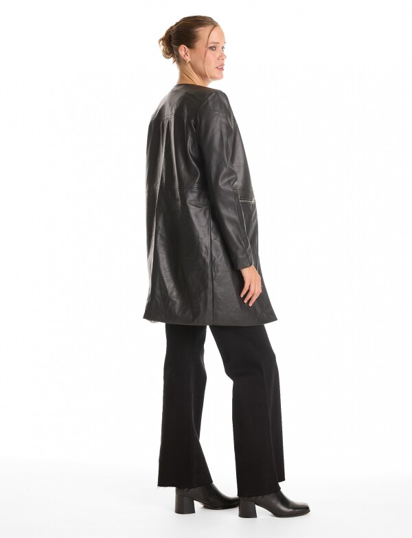 Chaqueta Eco Cuero Larga NEGRO