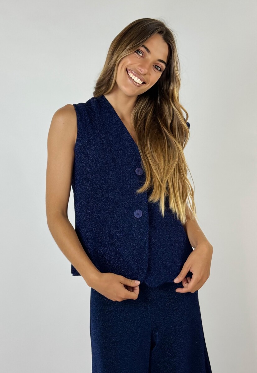 CHALECO DAFNE CON LUREX - AZUL 