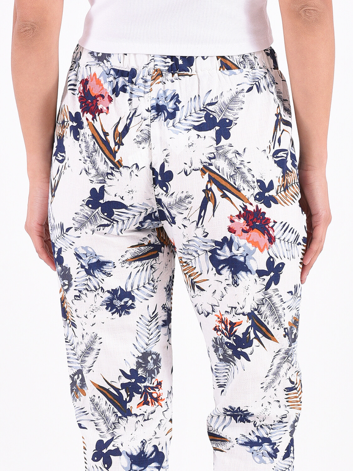 PANTALON GRECIA FLORES BLANCO Guapa