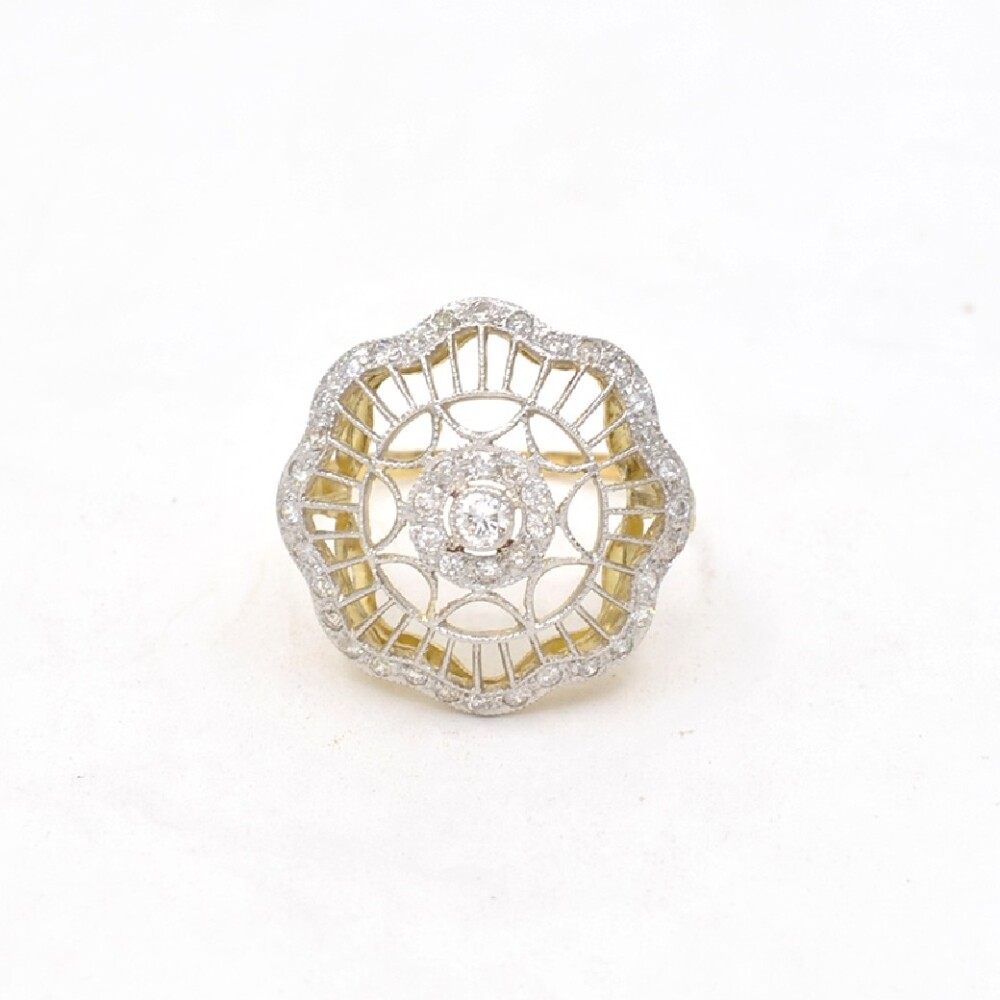 Anillo Antiguo En Oro 18K Y Brillantes Anillo Antiguo En Oro 18K Y Brillantes