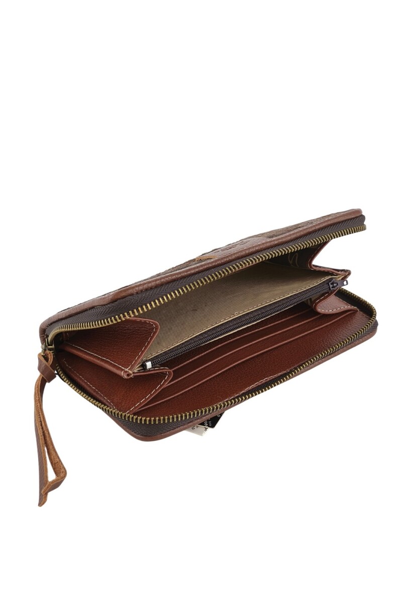 Monedero de piel genuina Marrón