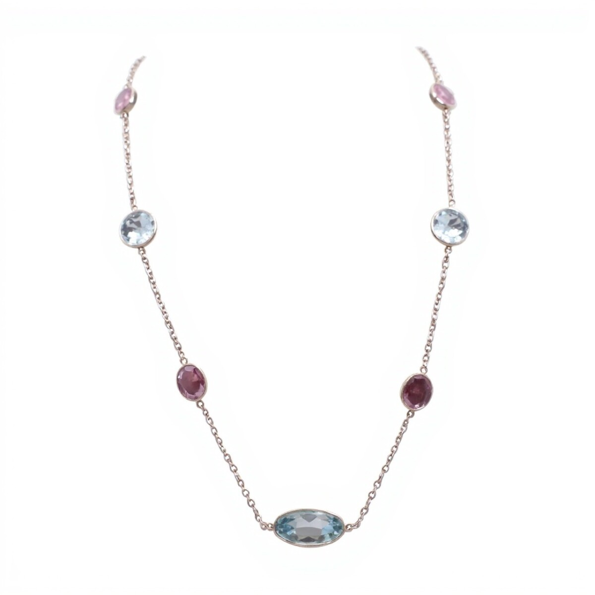 Conjunto Moderno-Plata rodinada 925- Piedra Topacio azul y Turmalina-CJ2033 - conpiedra 