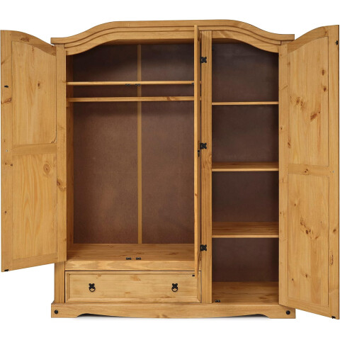 ROPERO 3 PUERTAS 1 cajon CURVO RUSTICO CERA NATURAL ROPERO 3 PUERTAS 1 cajon CURVO RUSTICO CERA NATURAL