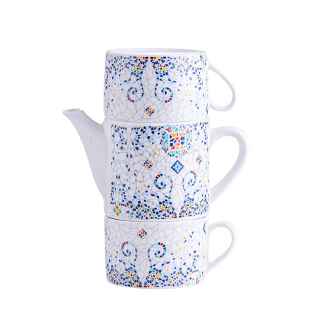 Juego De Té Mosaico Mosaico Gama Azul