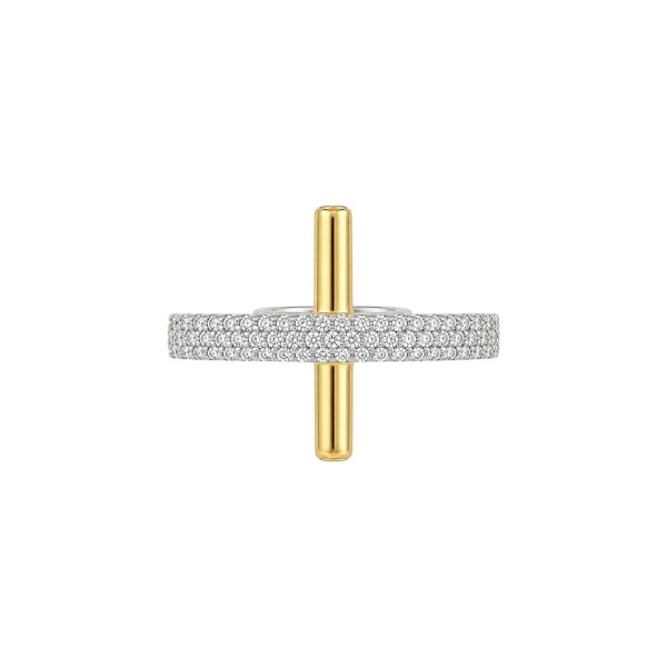 Anillo Cruz - Plata y Oro - Zirconias AN6014 conpiedra