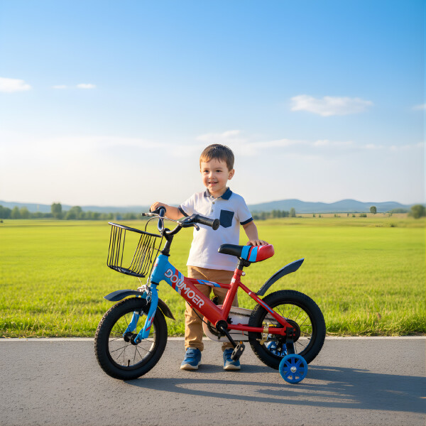 Bicicleta Infantil Doumoer R12 Canasto Rueditas Guardabarros Rojo 1