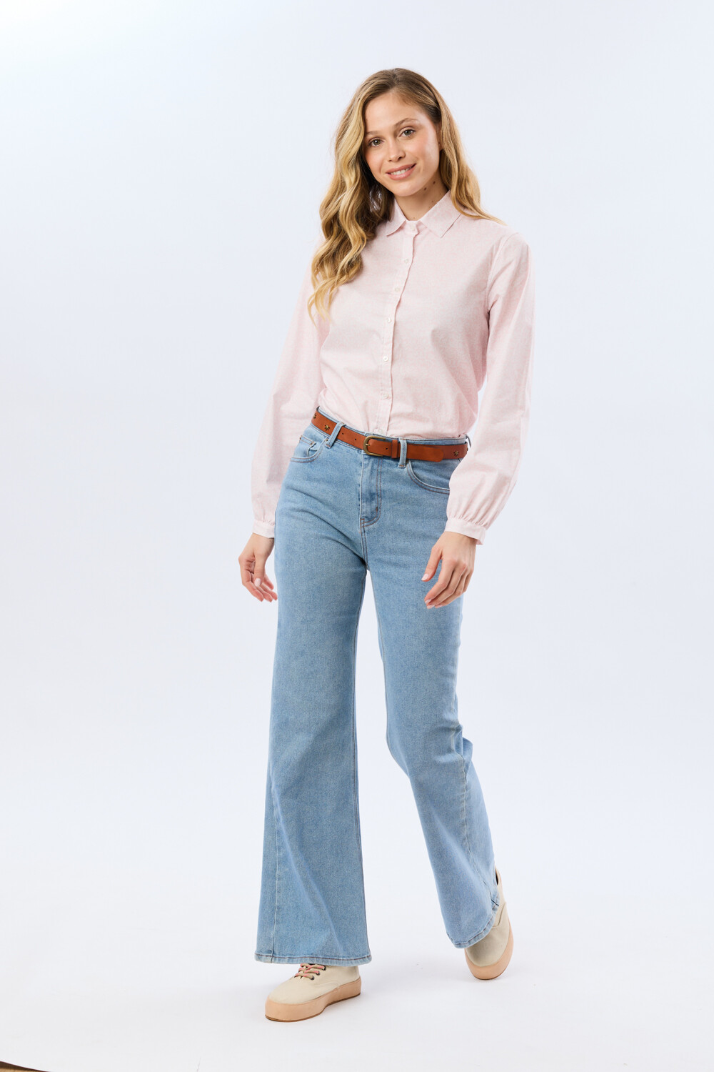 PANTALÓN DE JEAN WIDE LEG Celeste