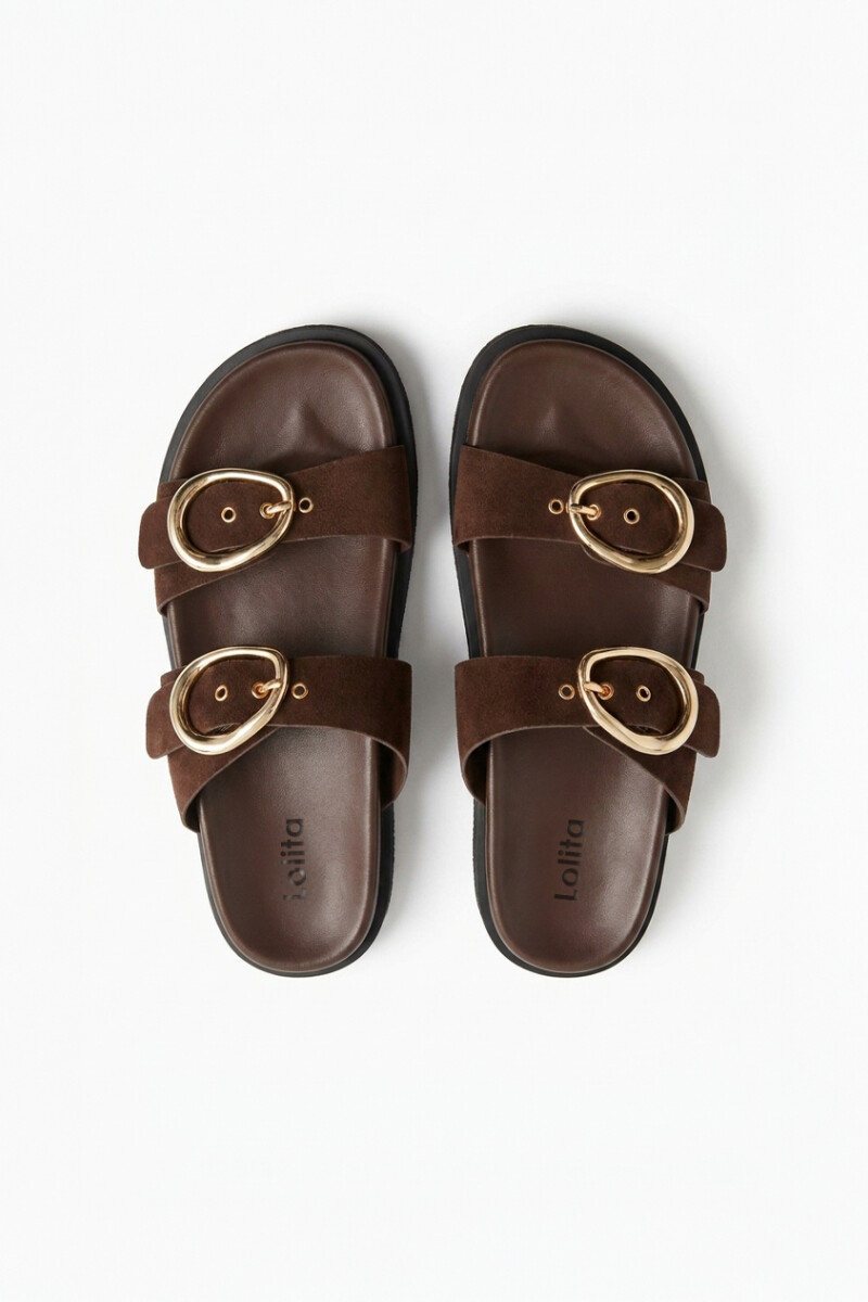 Sandalia con hebillas chocolate