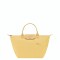 Longchamp -Cartera Longchamp plegable de nylon con cierre y asa corta, Le pliage green M Amarillo Pastel