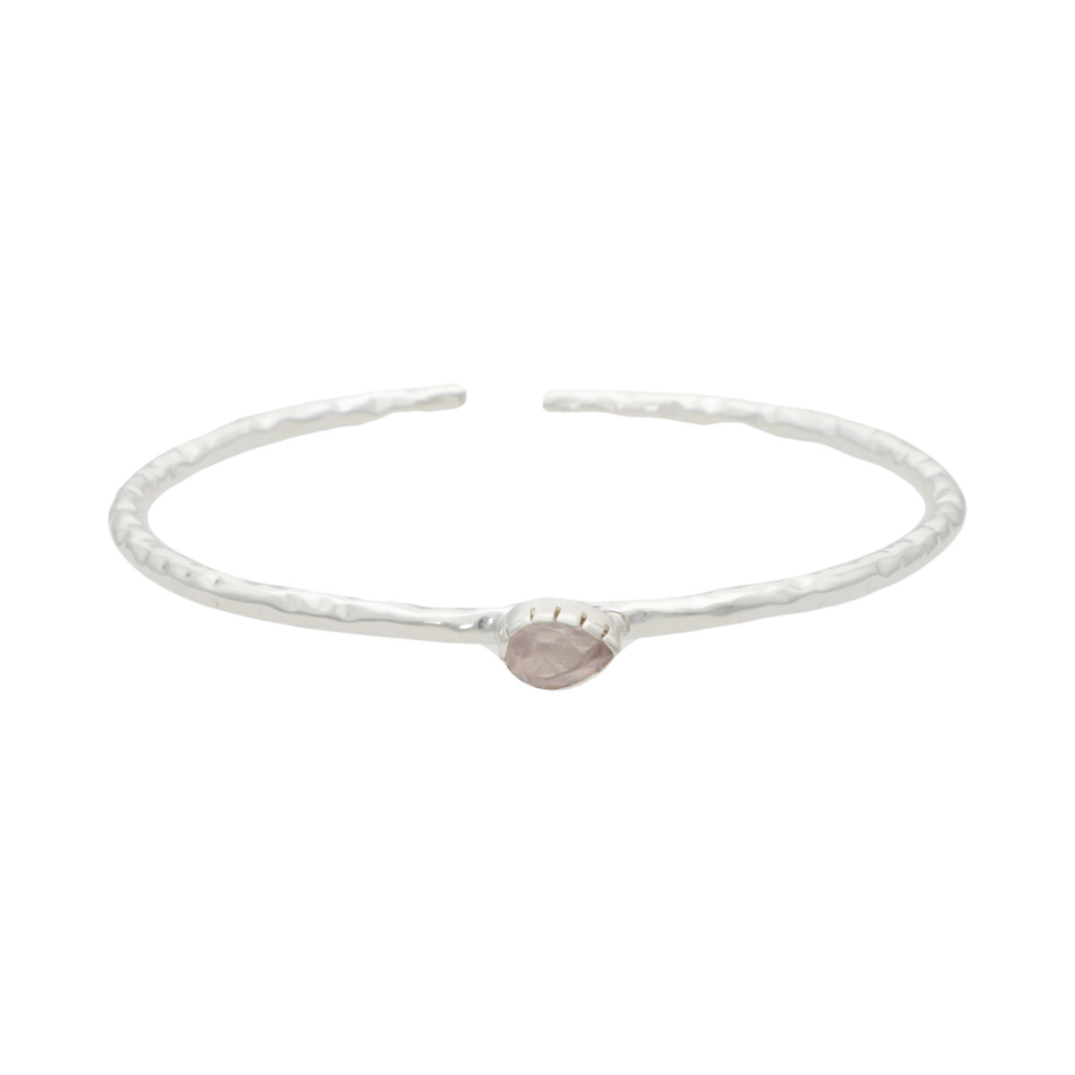 Pulsera Rigida Karvik Cuarzo rosado Plata 925 