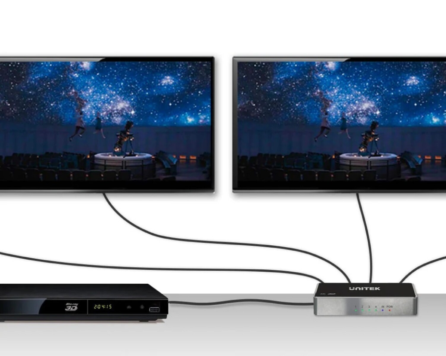 Splitter Unitek HDMI 4K de 4 Puertos 