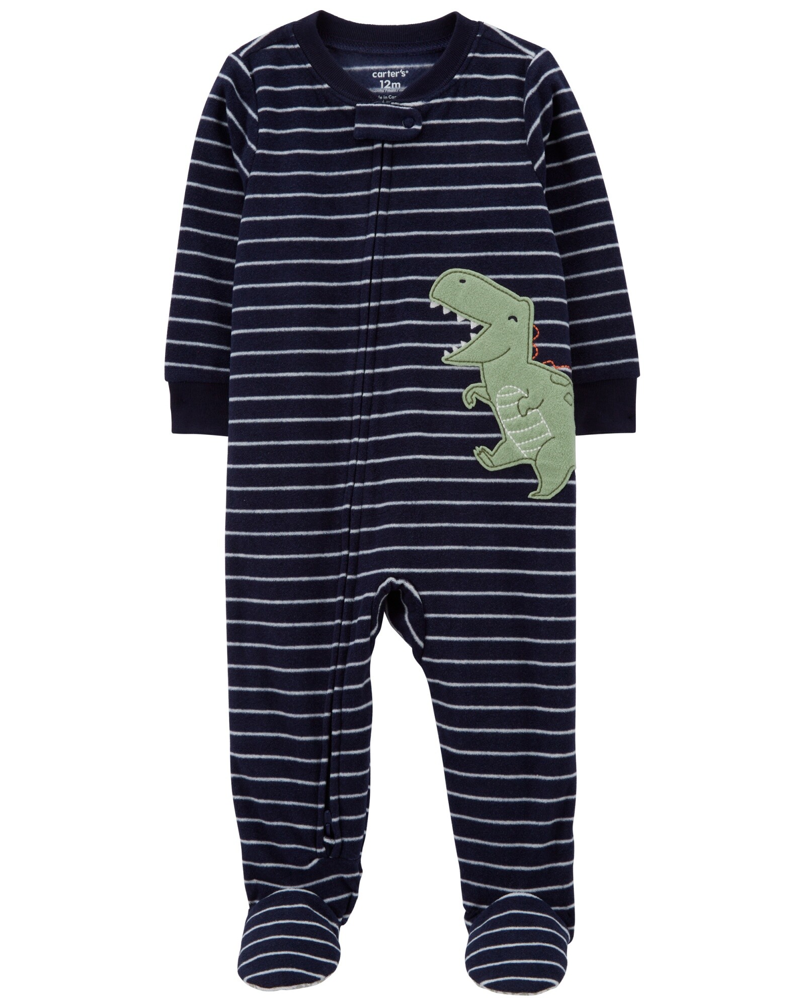 Pijama uno pieza de micropolar, con pie, estampa dino Sin color
