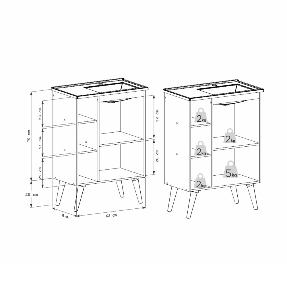 MUEBLE BAÑO EN MADERA HORTENSIA JEQUITIBÁ CON LAVAMANOS EN PATAS DE MADERA MACIZA Mueble Baño En Madera Hortensia Jequitibá Con Lavamanos En Patas De Madera Maciza
