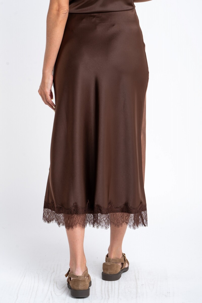 Falda Midi Satinada Chocolate