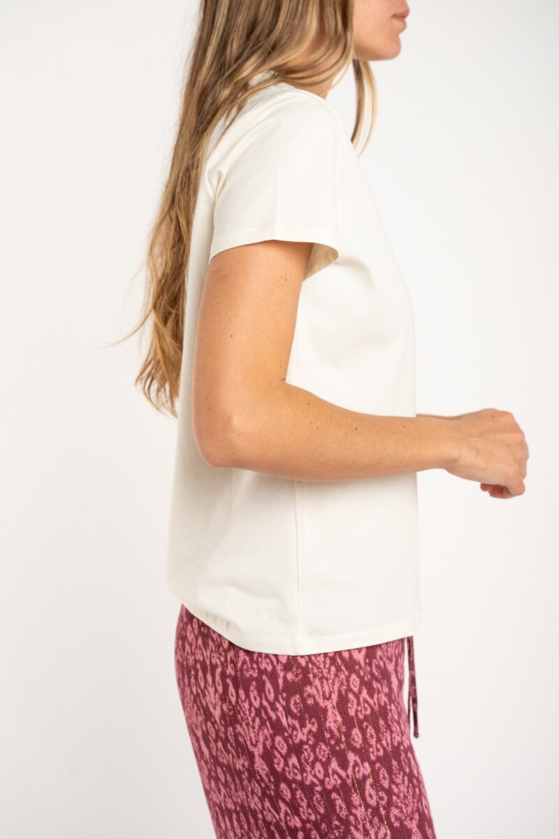 Remera Algodon Peinado Escote Lurex Nácar