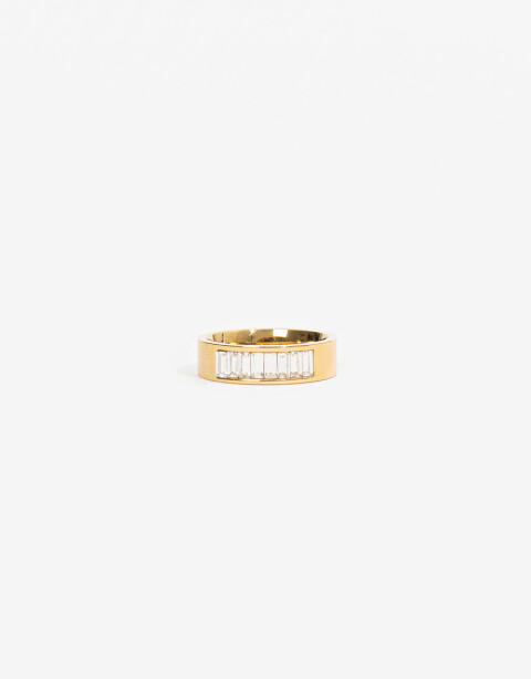 Anillos Chicos Strass Anillo De Acero - Dorado