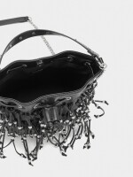 Bolso De Fiesta Con Flecos Y Cuentas negro