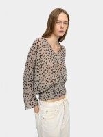 Blusa Fluida Con Elásticos beige