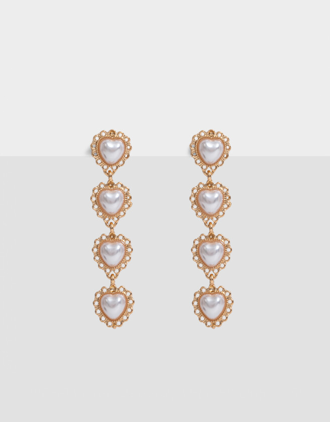 Aros Colgantes Largos Con corazón Aros Colgantes Con Corazón - Dorado