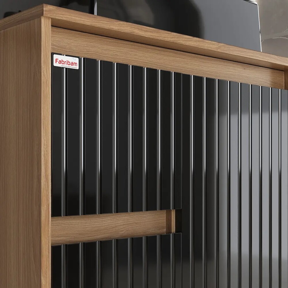 MUEBLE DE BAÑO SUSPENDIDO MODELO CLARICE 78 SIN TAPA - COLOR CATEDRAL CON NEGRO Mueble De Baño Suspendido Modelo Clarice 78 Sin Tapa - Color Catedral Con Negro